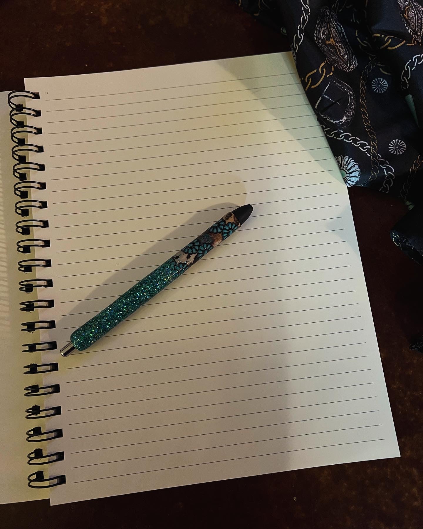 TURQUOISE lux black spiral journal