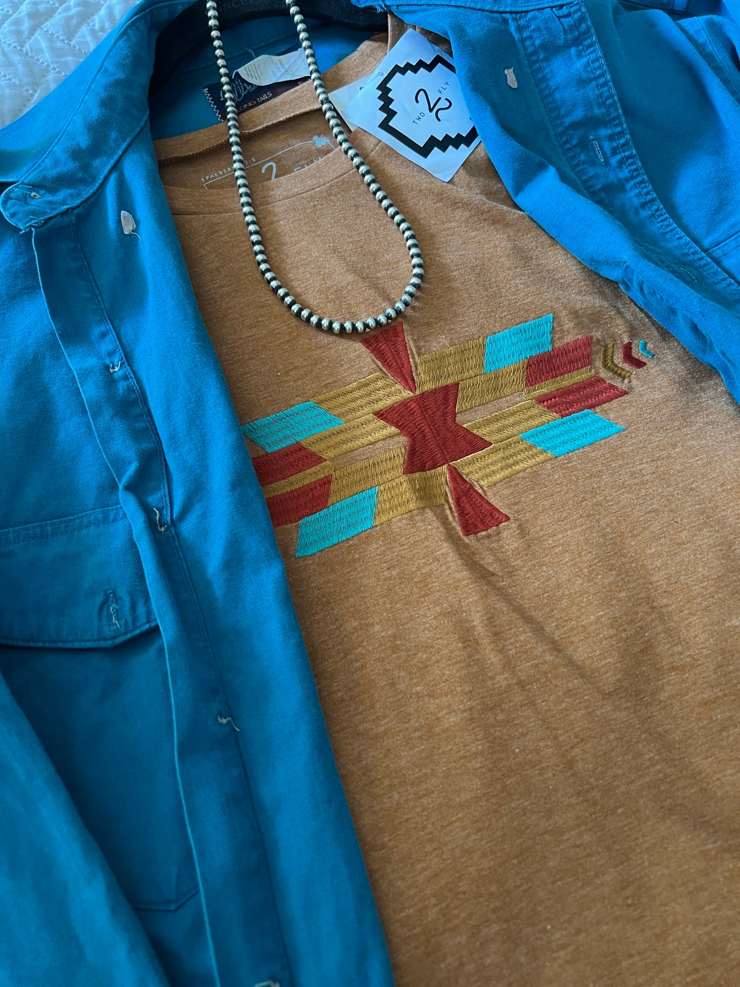 Embroidered Aztec tee