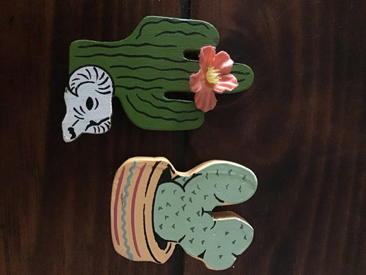 Wooden Cactus Magnets